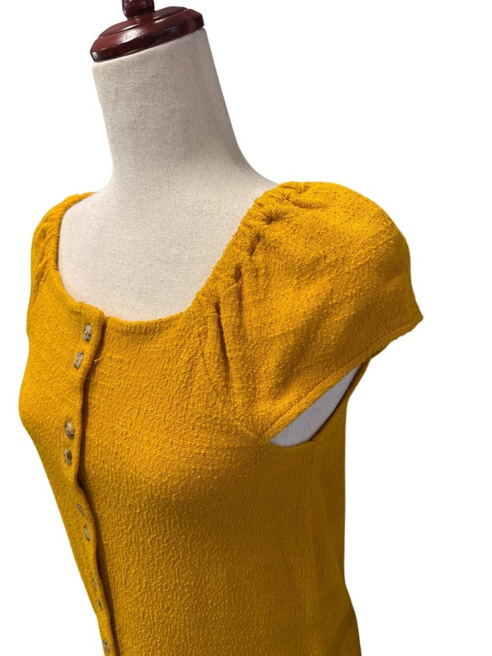 Madewell Texture & Thread Cap Sleeve Dress~Size XS~Tuscan Yellow Mini L18 10 - Picture 5 of 10